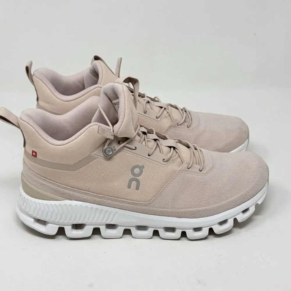 On Cloud Hi Glacier Running Hiking Shoes Womens 10.5 Monochrome Pink Suede